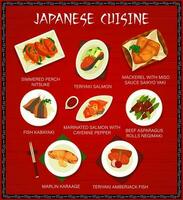 Japonais cuisine, Japon repas dessin animé vecteur menu