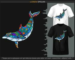 coloré dauphin poisson mandala les arts isolé sur noir et blanc t chemise. vecteur