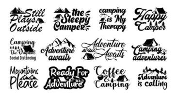 camping t chemise conception empaqueter, vecteur camping t chemise conception, camping chemise, camping, randonnée, Extérieur, typographie t chemise conception collection