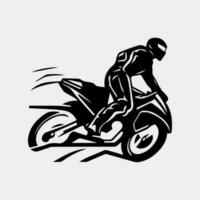 moto cavalier. vecteur silhouette. isolé sur blanc