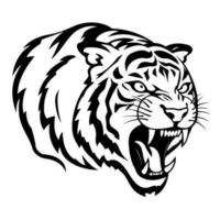 animal mammifère félin en colère tigre dans noir blanc vecteur