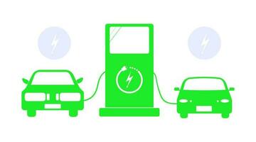 illustration vectorielle de voiture électrique et style d'icônes de point de charge. vecteur