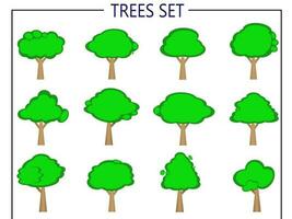 collection d'icône d'arbres plats. peut être utilisé pour illustrer n'importe quel sujet lié à la nature ou à un mode de vie sain. vecteur