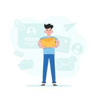 le gars est en portant un enveloppe. tendance illustration. bien pour applications, présentations et sites Internet. vecteur. vecteur