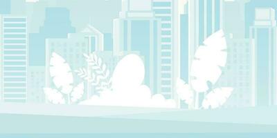 vecteur illustration conception de moderne ville. bleu Ton bâtiment et nuages. paysage urbain Contexte