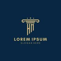 hum monogramme initiale logo avec pilier et étoiles, meilleur conception pour légal raffermir vecteur