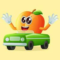 mignonne abricot personnages en jouant avec voiture jouet vecteur