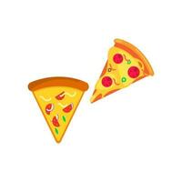 Pizza tranche icône vecteur. Pizza tranche avec fondu fromage. tranche de pepperoni Pizza. vecteur agrafe art illustration avec Facile dégradés. dessin animé autocollant dans bande dessinée style avec contour.