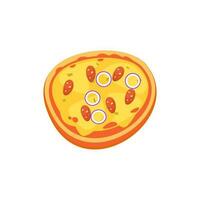 Pizza tranche icône vecteur. Pizza tranche avec fondu fromage. tranche de pepperoni Pizza. vecteur agrafe art illustration avec Facile dégradés. dessin animé autocollant dans bande dessinée style avec contour.