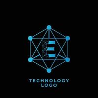 La technologie e lettre logo vecteur