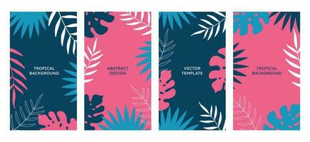 vecteur tropical été ensemble de social médias récit conception modèles. minimaliste style. abstrait impressions pour couverture modèles, bannières, arrière-plans, emballage, l'image de marque, publicité.