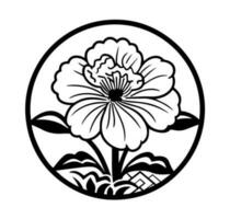vecteur icône de noir et blanc fleur