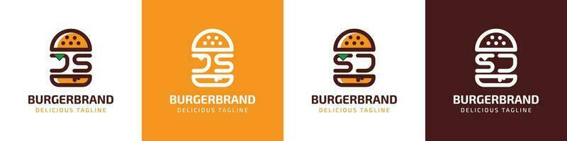 lettre js et sj Burger logo, adapté pour tout affaires en relation à Burger avec js ou sj initiales. vecteur