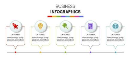 infographie conception modèle et Icônes avec 5 les options ou 5 pas vecteur