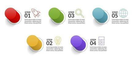 infographie conception modèle et Icônes avec 5 les options ou 5 pas vecteur