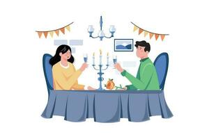 des couples fantaisie dîner à célébrer vecteur