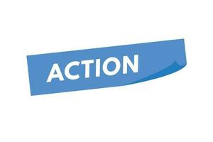 action texte bouton. action signe icône étiquette autocollant la toile boutons vecteur