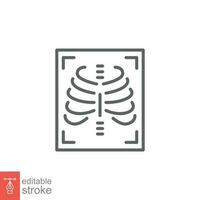 radiographie icône. Facile contour style. radiologie, poitrine, poumon, analyse, os, technologie, médical concept. mince ligne symbole. vecteur symbole illustration isolé sur blanc Contexte. modifiable accident vasculaire cérébral eps dix.