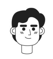 brunette caucasien homme avec sur de soi sourire monochrome plat linéaire personnage diriger. motivée gars. modifiable contour main tiré Humain visage icône. 2d dessin animé place vecteur avatar illustration pour animation