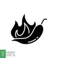 Chili poivrons Feu icône. Facile solide style. flamme, brûler, latin, chaud, feu, épicé concept. noir silhouette, glyphe symbole. vecteur symbole illustration isolé sur blanc Contexte. eps dix.