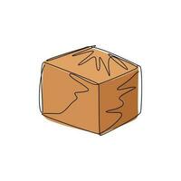 icône de boîtes en carton dessinant une ligne continue. modèle de conteneur. emballage en carton. boîte d'emballage de livraison en carton fermé design plat isolé. illustration graphique vectorielle de conception de dessin à une seule ligne vecteur