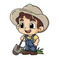 content agriculteur homme travail difficile personnage illustration dans griffonnage style vecteur