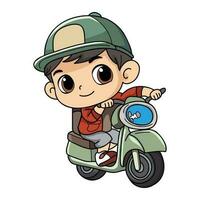 content livraison homme avec scooter personnage illustration dans griffonnage style vecteur