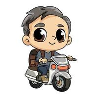 content livraison homme avec scooter personnage illustration dans griffonnage style vecteur