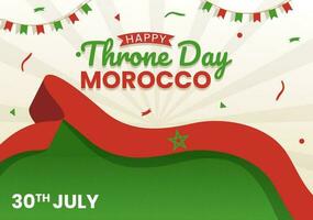 content Maroc trône journée vecteur illustration avec agitant drapeau dans fête nationale vacances sur juillet 30 dessin animé main tiré atterrissage page modèles
