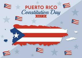 content puerto rico Constitution journée vecteur illustration avec agitant drapeau dans plat dessin animé main tiré pour atterrissage page Contexte modèles