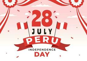 Pérou indépendance journée vecteur illustration sur juillet 28 avec agitant drapeau dans nationale vacances plat dessin animé main tiré atterrissage page Contexte modèles