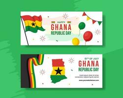 Ghana république journée horizontal bannière dessin animé main tiré modèles Contexte illustration vecteur
