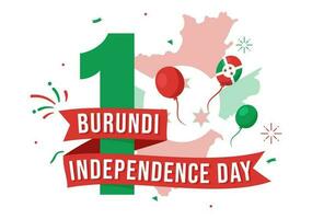 burundi indépendance journée sur 1 juillet vecteur illustration avec drapeau ruban dans nationale vacances plat dessin animé main tiré atterrissage page modèles