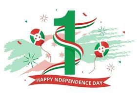 burundi indépendance journée sur 1 juillet vecteur illustration avec drapeau ruban dans nationale vacances plat dessin animé main tiré atterrissage page modèles