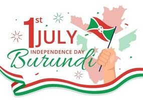 burundi indépendance journée sur 1 juillet vecteur illustration avec drapeau ruban dans nationale vacances plat dessin animé main tiré atterrissage page modèles