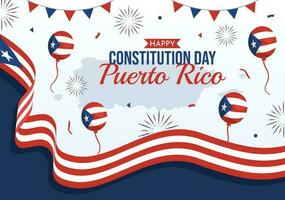 content puerto rico Constitution journée vecteur illustration avec agitant drapeau dans plat dessin animé main tiré pour atterrissage page Contexte modèles