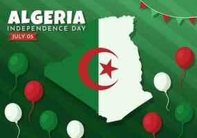 content Algérie indépendance journée vecteur illustration avec agitant drapeau dans plat dessin animé main tiré atterrissage page vert Contexte modèles