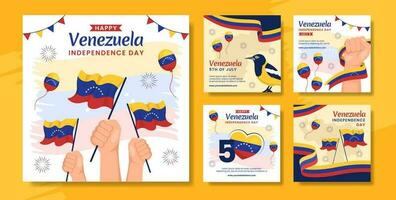 content Venezuela indépendance journée social médias Publier plat dessin animé main tiré modèles Contexte illustration vecteur