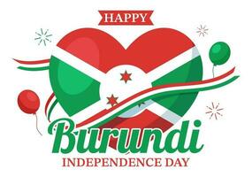 burundi indépendance journée sur 1 juillet vecteur illustration avec drapeau ruban dans nationale vacances plat dessin animé main tiré atterrissage page modèles