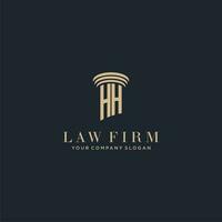 hh initiale monogramme cabinet d'avocats logo avec pilier conception vecteur