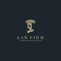 sl initiale monogramme cabinet d'avocats logo avec pilier conception vecteur