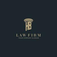 hb initiale monogramme cabinet d'avocats logo avec pilier conception vecteur