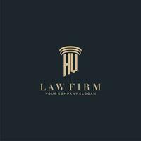 hv initiale monogramme cabinet d'avocats logo avec pilier conception vecteur