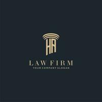 Ha initiale monogramme cabinet d'avocats logo avec pilier conception vecteur