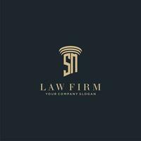 sm initiale monogramme cabinet d'avocats logo avec pilier conception vecteur