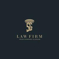 sg initiale monogramme cabinet d'avocats logo avec pilier conception vecteur