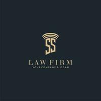 ss initiale monogramme cabinet d'avocats logo avec pilier conception vecteur