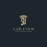 su initiale monogramme cabinet d'avocats logo avec pilier conception vecteur