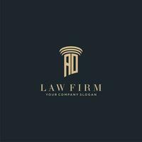 ao initiale monogramme cabinet d'avocats logo avec pilier conception vecteur