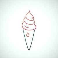 la glace crème ligne icône isolé sur blanc Contexte. minimaliste emblème de sucré la glace crème dans une cône. vecteur